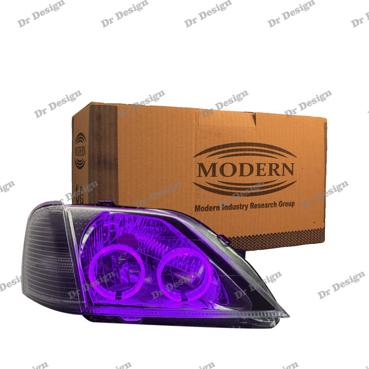 چراغ جلو اسپرت ال 90 مدرن طرح جفت حلقه سه بعدی بنفش