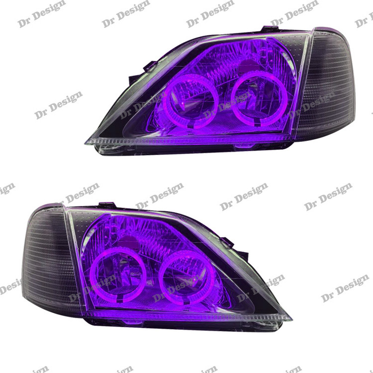 چراغ جلو اسپرت ال 90 طرح جفت حلقه سه بعدی بنفش