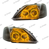 چراغ جلو اسپرت ال 90 طرح جفت حلقه سه بعدی انبه ای