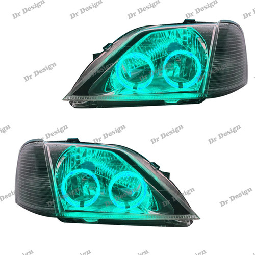 چراغ جلو اسپرت ال 90 طرح جفت حلقه سه بعدی آبی یخی