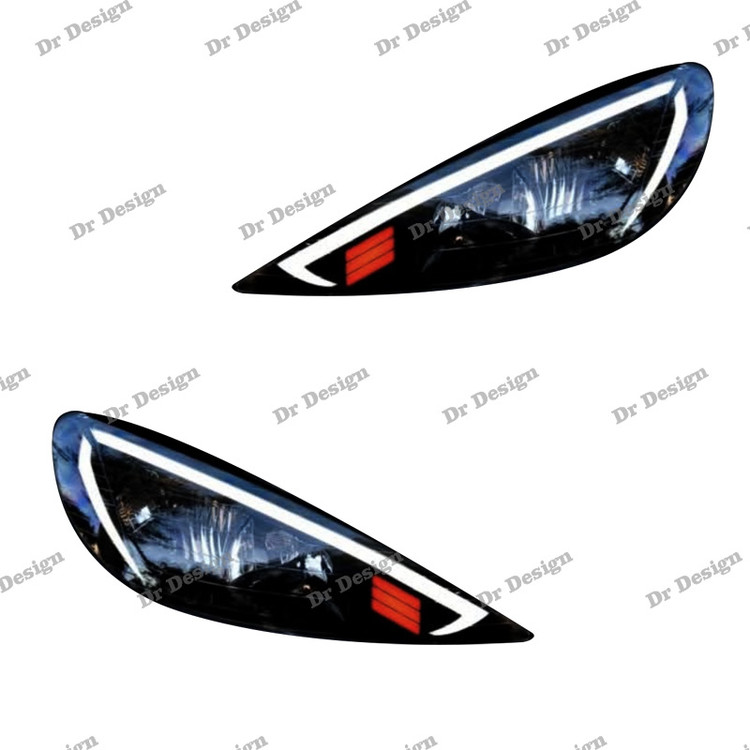 چراغ جلو اسپرت 206 طرح کواترو سفید داخل مشکی