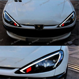 چراغ جلو اسپرت 206 طرح کواترو سفید داخل مشکی