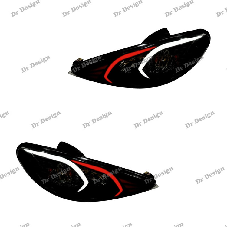 چراغ جلو اسپرت 206 طرح بنز سفید قرمز