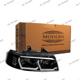 چراغ جلو اسپرت سمند مدرن طرح هگزا ابرویی سفید داخل مشکی