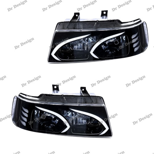 چراغ جلو اسپرت سمند طرح بنز سفید داخل مشکی