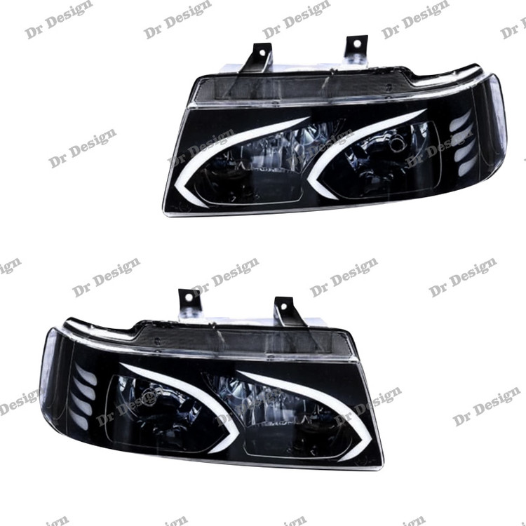 چراغ جلو اسپرت سمند طرح بنز سفید داخل مشکی