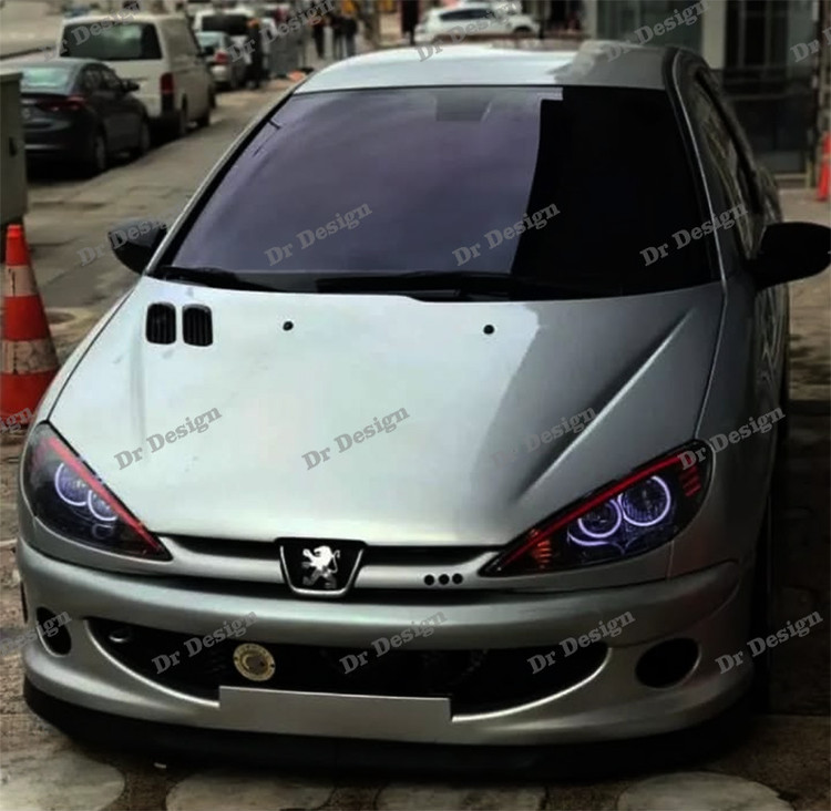 چراغ جلو اسپرت 206 طرح باکستر سفید قرمز داخل مشکی