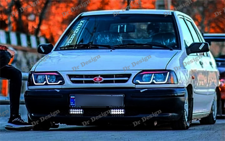 چراغ اسپرت پراید طرح بی ام و سفید قرمز