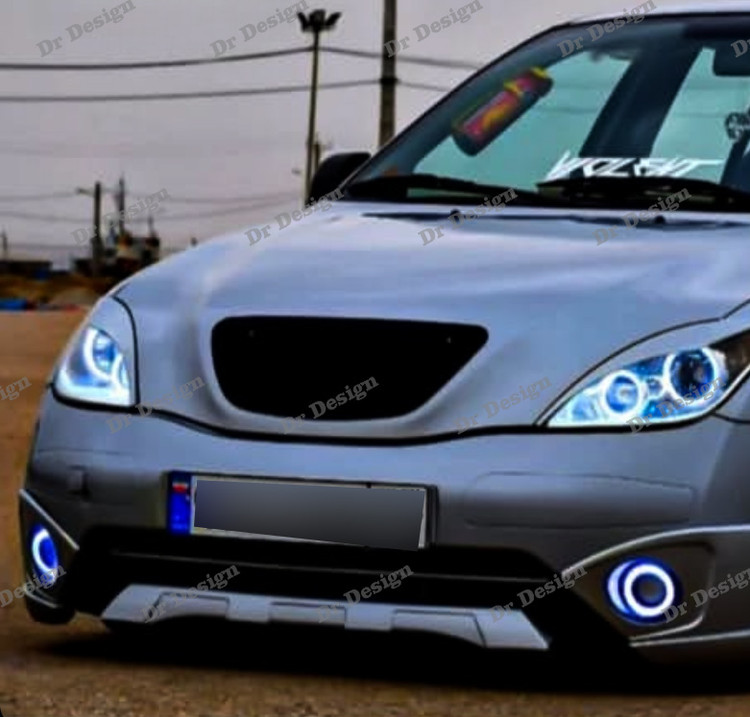 چراغ جلو اسپرت تیبا مدل حلقه نعون آبی یخی
