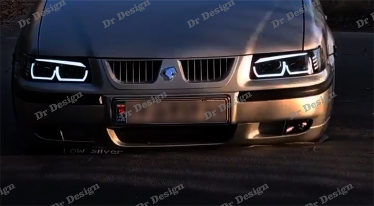 چراغ جلو اسپرت سمند طرح هگزا ابرویی سفید داخل مشکی