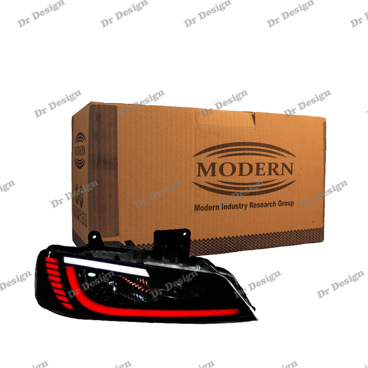 چراغ جلو اسپرت پژو پارس مدرن طرح ان اف اس سفید قرمز