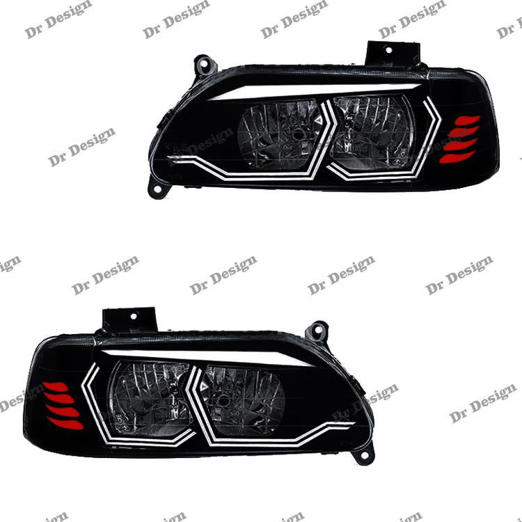 چراغ جلو اسپرت پراید طرح هگزا سفید