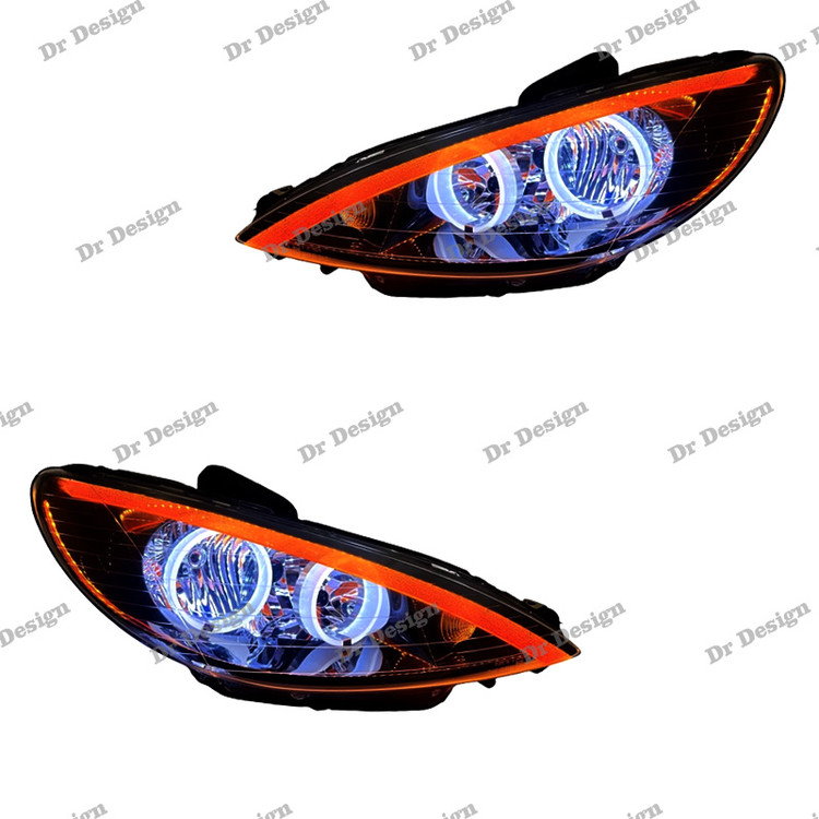 چراغ جلو اسپرت 206 طرح انگری ابرویی نارنجی