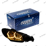 چراغ جلو اسپرت پژو 206 کروز طرح آی 8 طلایی داخل مشکی