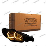 چراغ جلو اسپرت پژو 206 مدرن طرح آی 8 طلایی داخل مشکی