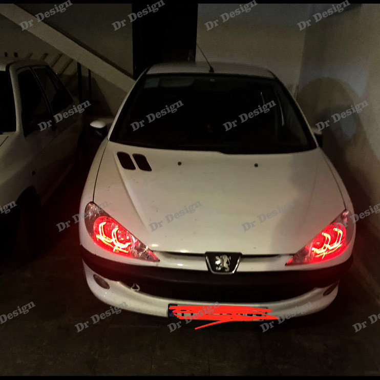 چراغ جلو اسپرت پژو 206 طرح آی 8 قرمز