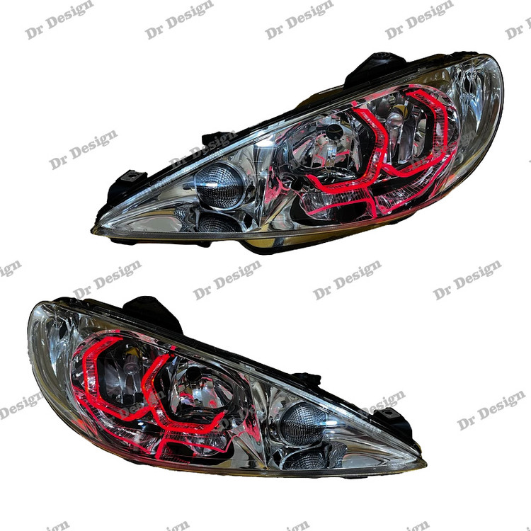 چراغ جلو اسپرت پژو 206 طرح آی 8 قرمز