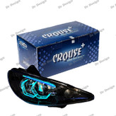 چراغ جلو اسپرت 206 کروز طرح هگزا سه بعدی آبی یخی دو حالته داخل مشکی