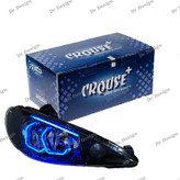 چراغ جلو اسپرت 206 کروز طرح هگزا سه بعدی آبی دو حالته داخل مشکی