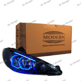 چراغ جلو اسپرت 206 مدرن طرح هگزا سه بعدی آبی دو حالته داخل مشکی