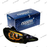 چراغ جلو اسپرت 206 کروز طرح هگزا سه بعدی انبه ای دو حالته داخل مشکی