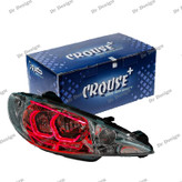 چراغ جلو اسپرت 206 کروز طرح هگزا سه بعدی قرمز دو حالته