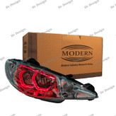 چراغ جلو اسپرت 206 مدرن طرح هگزا سه بعدی قرمز دو حالته