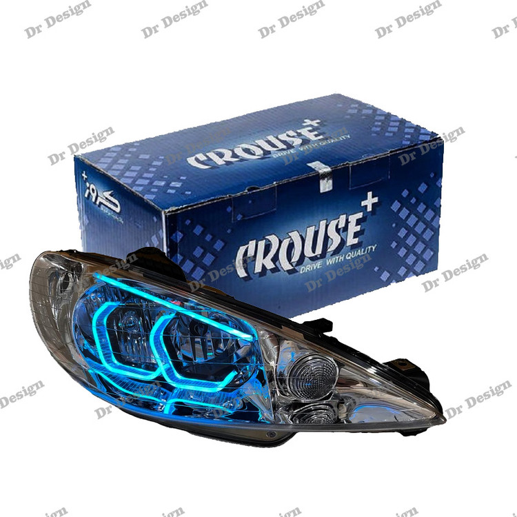 چراغ جلو اسپرت 206 کروز طرح هگزا سه بعدی آبی یخی دو حالته