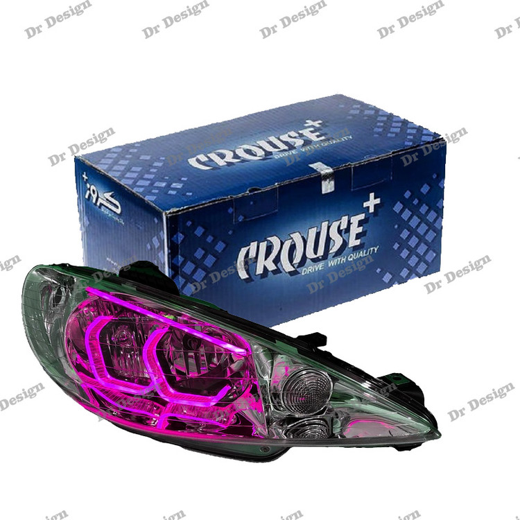 چراغ جلو اسپرت 206 کروز طرح هگزا سه بعدی صورتی دو حالته