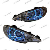 چراغ جلو اسپرت 206 طرح هگزا سه بعدی سفید دو حالته