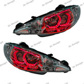 چراغ جلو اسپرت 206 طرح هگزا سه بعدی قرمز دو حالته