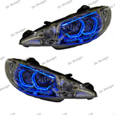 چراغ جلو اسپرت 206 مدرن طرح هگزا سه بعدی آبی دو حالته