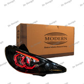 چراغ جلو اسپرت 206 مدرن طرح هگزا سه بعدی قرمز دو حالته داخل مشکی