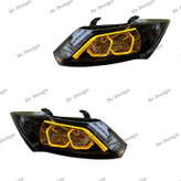 چراغ جلو اسپرت ساینا و کوئیک طرح انگری انبه ای