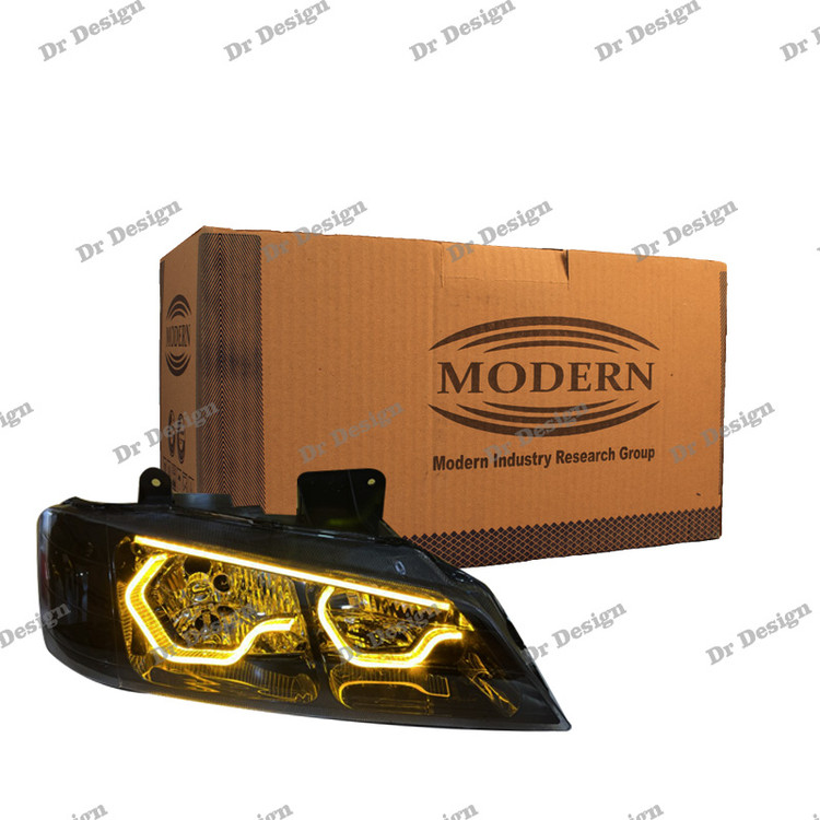 چراغ جلو اسپرت پژو پارس مدرن طرح یاکوزا سه بعدی زرد داخل مشکی