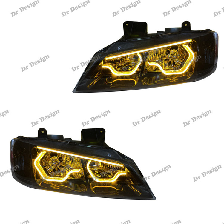 چراغ جلو اسپرت پژو پارس طرح یاکوزا سه بعدی زرد داخل مشکی