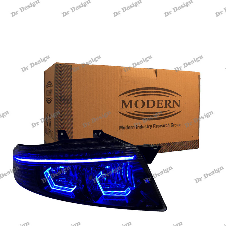 چراغ جلو اسپرت سمند سورن مدرن طرح هگزا آبی داخل مشکی