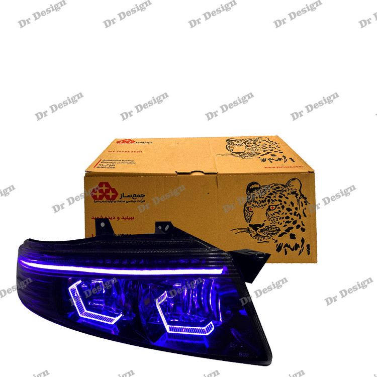 چراغ جلو اسپرت سمند سورن جمع ساز طرح هگزا بنفش داخل مشکی