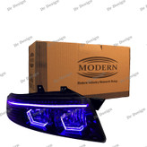 چراغ جلو اسپرت سمند سورن مدرن طرح هگزا بنفش داخل مشکی