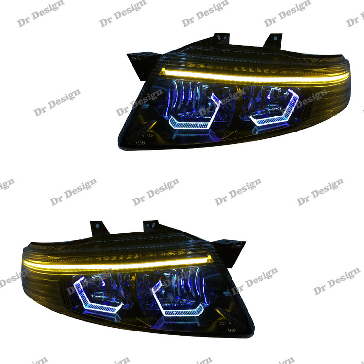 چراغ جلو اسپرت سمند سورن طرح هگزا سفید داخل مشکی