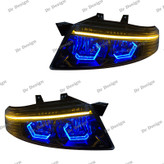 چراغ جلو اسپرت سمند سورن طرح هگزا آبی یخی داخل مشکی