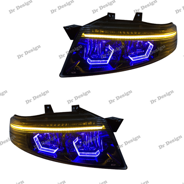 چراغ جلو اسپرت سمند سورن طرح هگزا بنفش داخل مشکی