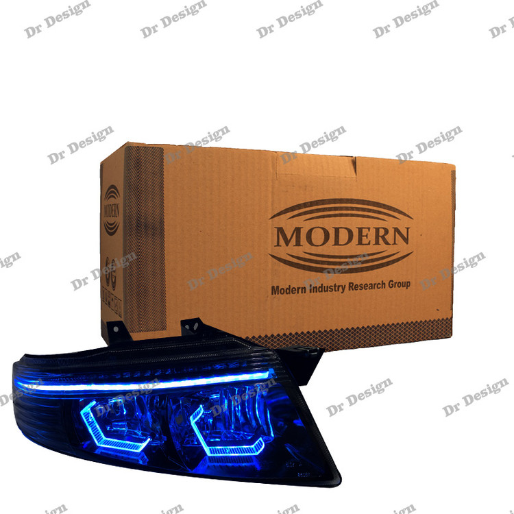 چراغ جلو اسپرت سمند سورن مدرن طرح هگزا آبی یخی داخل مشکی