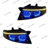 چراغ جلو اسپرت سمند سورن طرح هگزا آبی یخی داخل مشکی