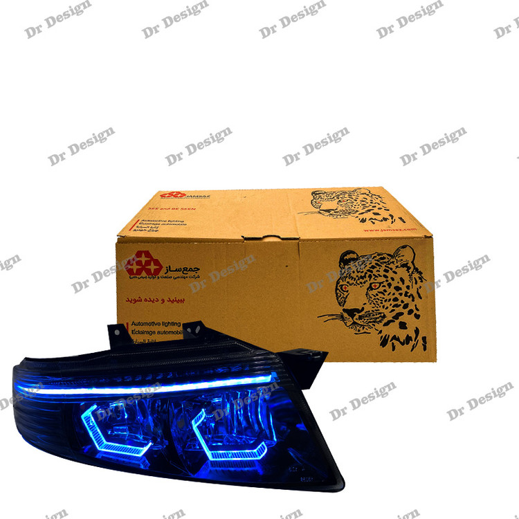 چراغ جلو اسپرت سمند سورن جمع ساز طرح هگزا آبی یخی داخل مشکی