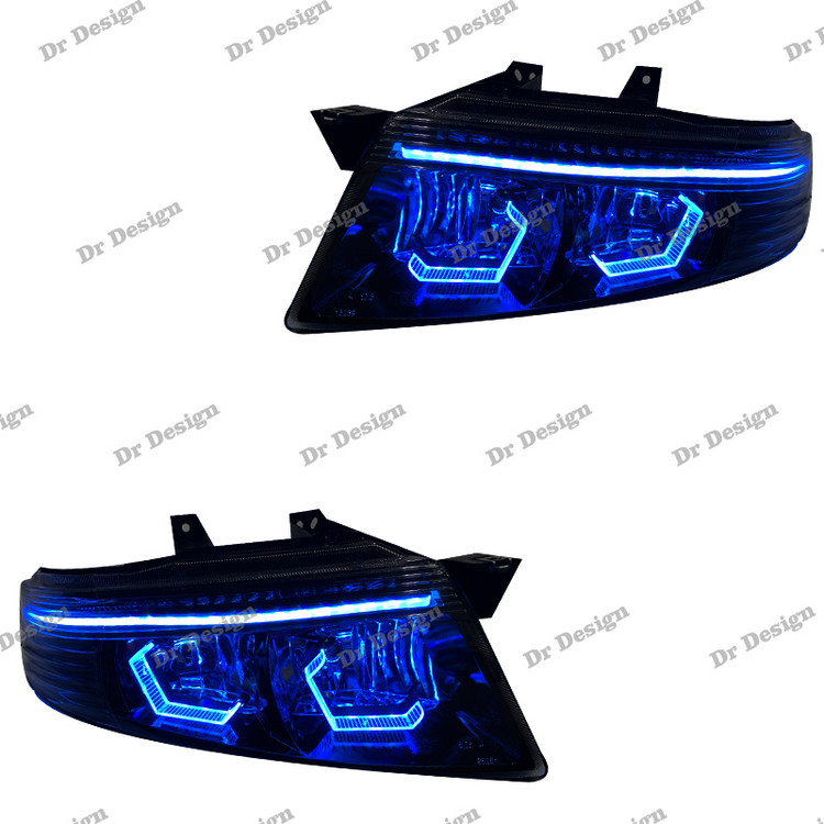 چراغ جلو اسپرت سمند سورن طرح هگزا آبی یخی داخل مشکی