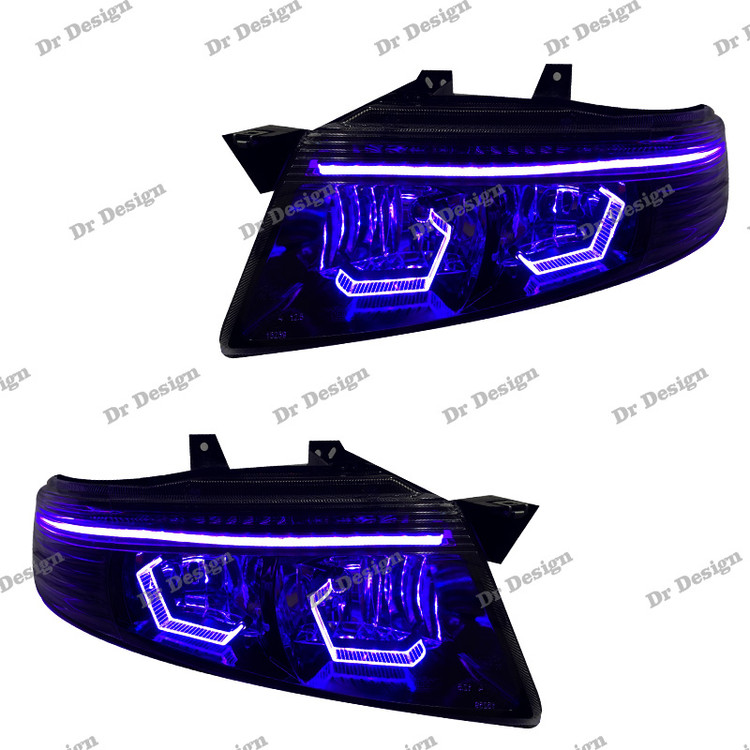 چراغ جلو اسپرت سمند سورن طرح هگزا بنفش داخل مشکی