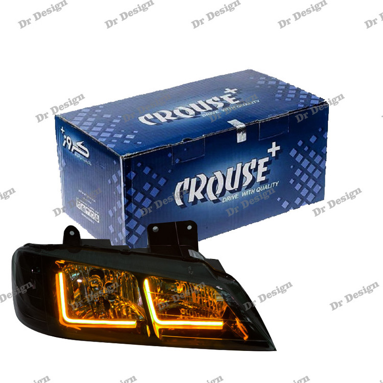 چراغ جلو اسپرت پژو پارس کروز طرح نعون ال انبه ای داخل مشکی