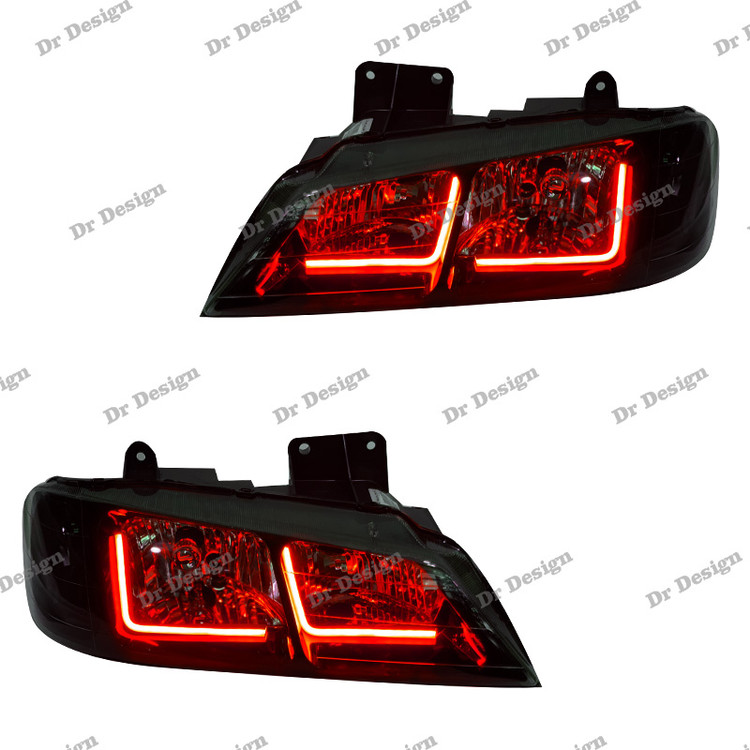 چراغ جلو اسپرت پژو پارس طرح نعون ال قرمز داخل مشکی