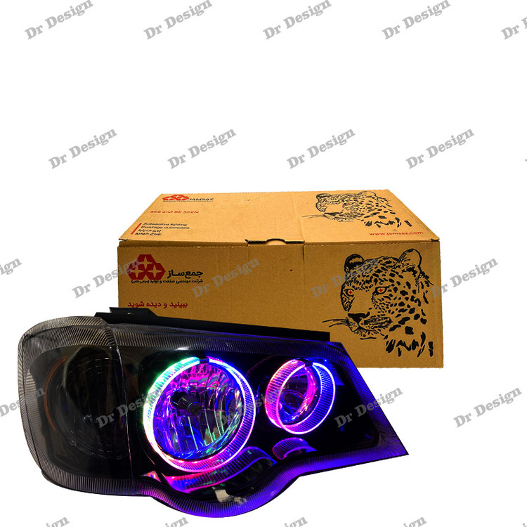 چراغ جلو اسپرت پراید جمع ساز حلقه سه بعدی فولکالر داخل مشکی